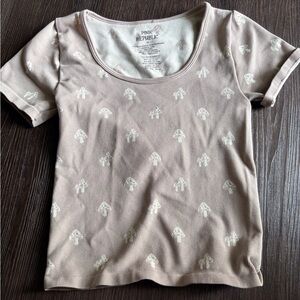 Pink Republic Khaki and Brown Mushroom Patterned Top